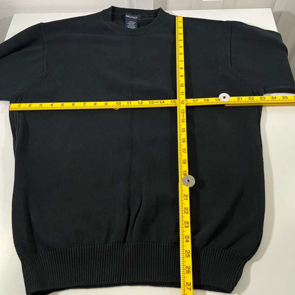 Nautica Mens XL Black 100% Cotton Long‎ Sleeve Crewneck Knit Sweater Casual Prep - Picture 8 of 8